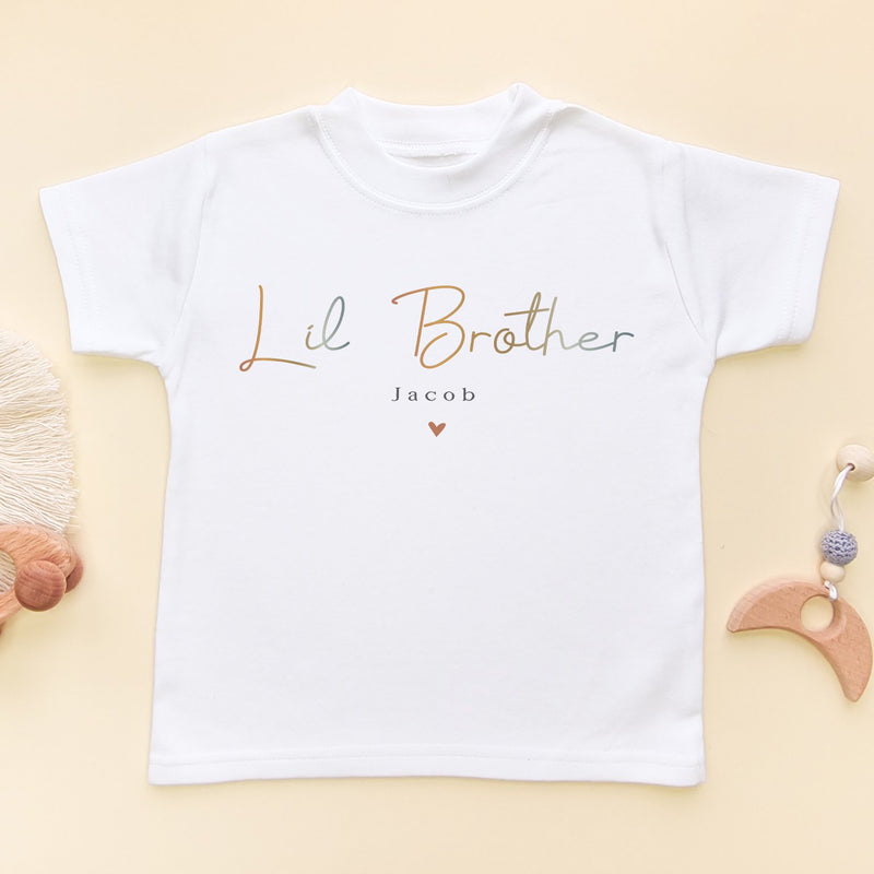 Lil Brother Minimalist Style Personalised Toddler & Kids T Shirt - Little Lili Store (8855605477656)