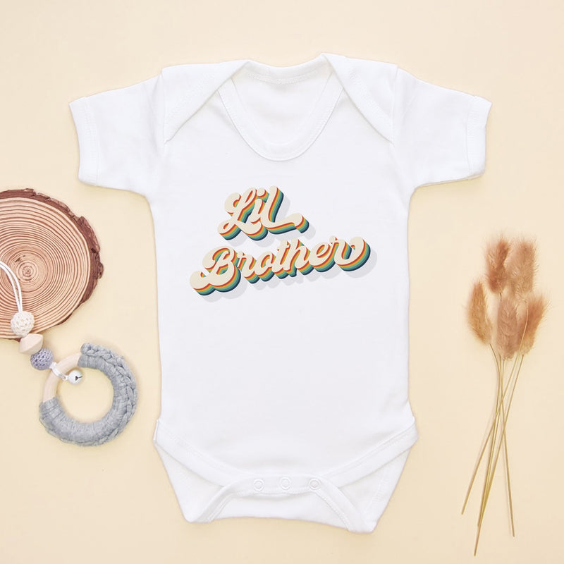 Lil Brother Rainbow Retro Style Baby Bodysuit - Little Lili Store (6547505184840)