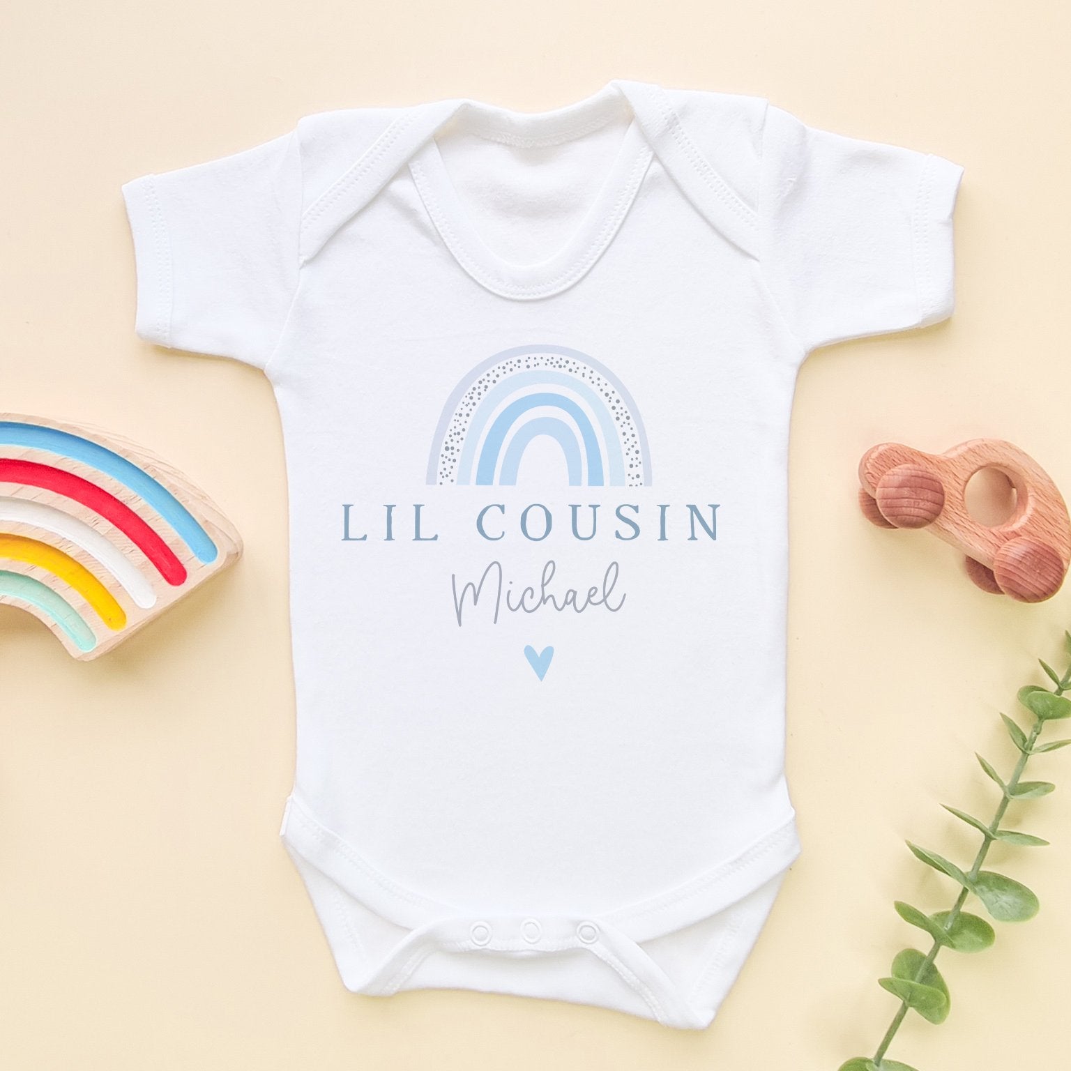 Personalised Unisex Baby Bodysuit (6M+) - Zip-Up Cotton Blend Babygrow - View #2