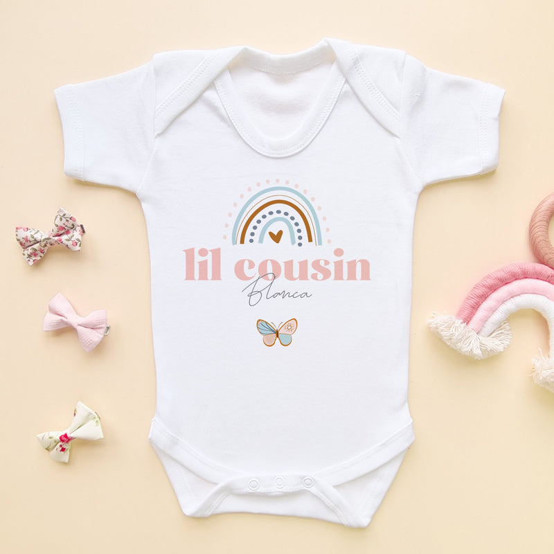 Lil Cousin Rainbow Butterfly Personalised Baby Bodysuit - Little Lili Store (8858211254552)