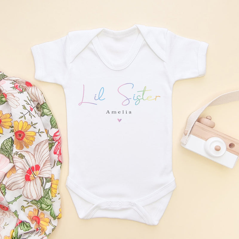 Lil Sister Minimalist Style Personalised Baby Bodysuit - Little Lili Store (8855608361240)