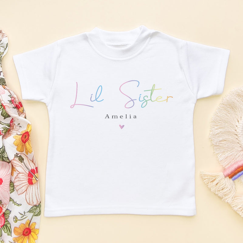 Lil Sister Minimalist Style Personalised Toddler & Kids T Shirt - Little Lili Store (8855608492312)