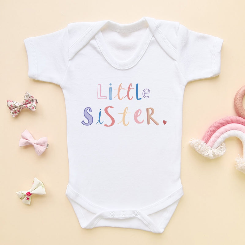 Little Sister Colorful Letters Baby Bodysuit - Little Lili Store (8111382266136)