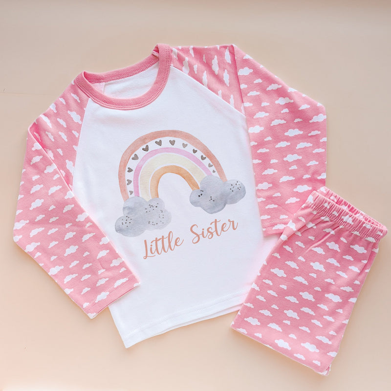 Little Sister Rainbow Pink Pyjamas Set - Little Lili Store (8715937906968)
