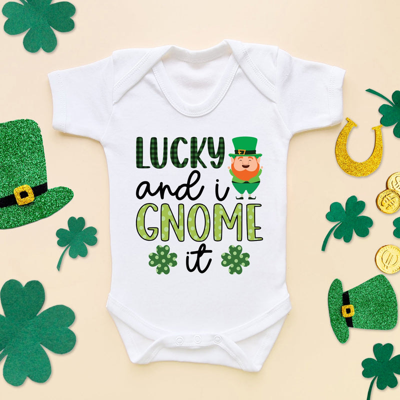 Lucky And I Gnome It Funny St Patrick's Day Baby Bodysuit - Little Lili Store (6609574494280)