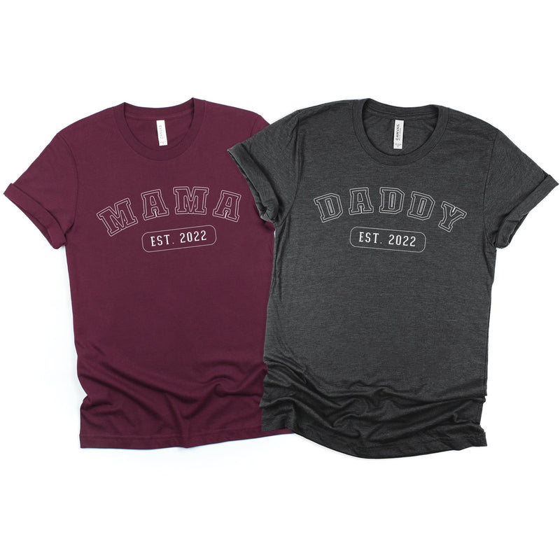 Mama & Daddy EST Personalised T-Shirts Set - Little Lili Store (6598400049224)
