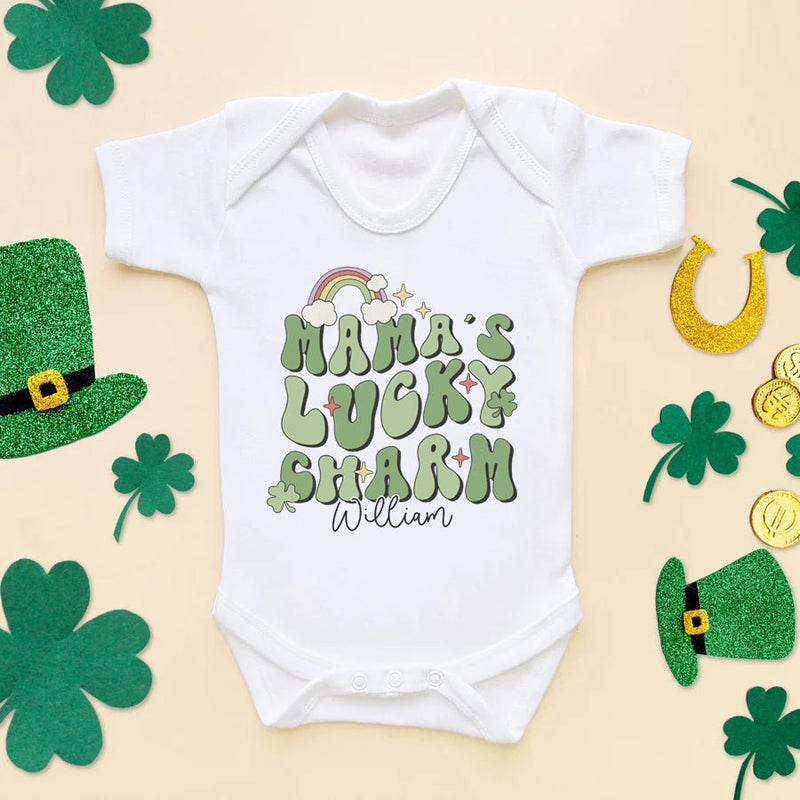 Mama's Lucky Charm St Patrick's Day Personalised Baby Bodysuit - Little Lili Store (8145198219544)