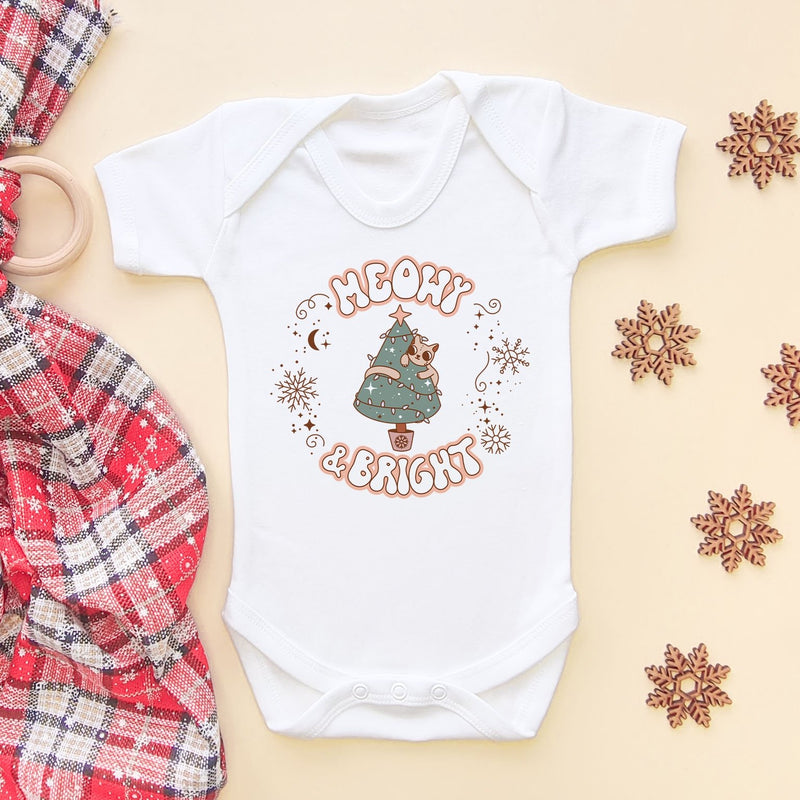 Meowy & Bright Retro Christmas Tree Baby Bodysuit - Little Lili Store (6659136487496)
