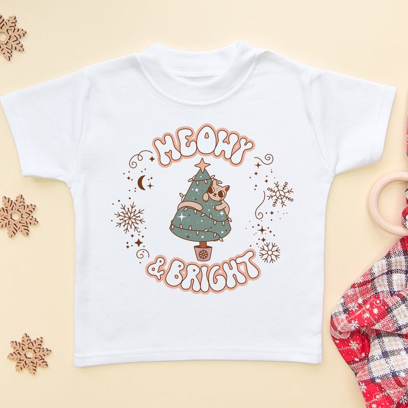 Meowy & Bright Retro Christmas Tree T Shirt - Little Lili Store (6659137962056)