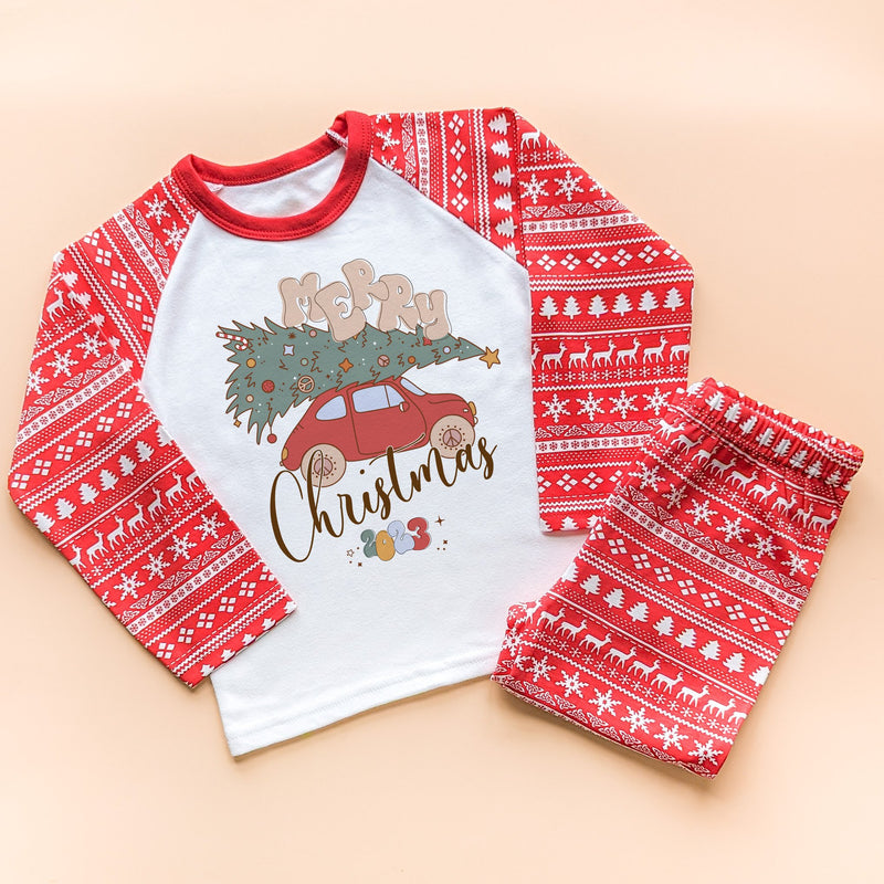 Merry Christmas Retro Toddler & Kids Pyjamas Set - Little Lili Store (8754475761944)