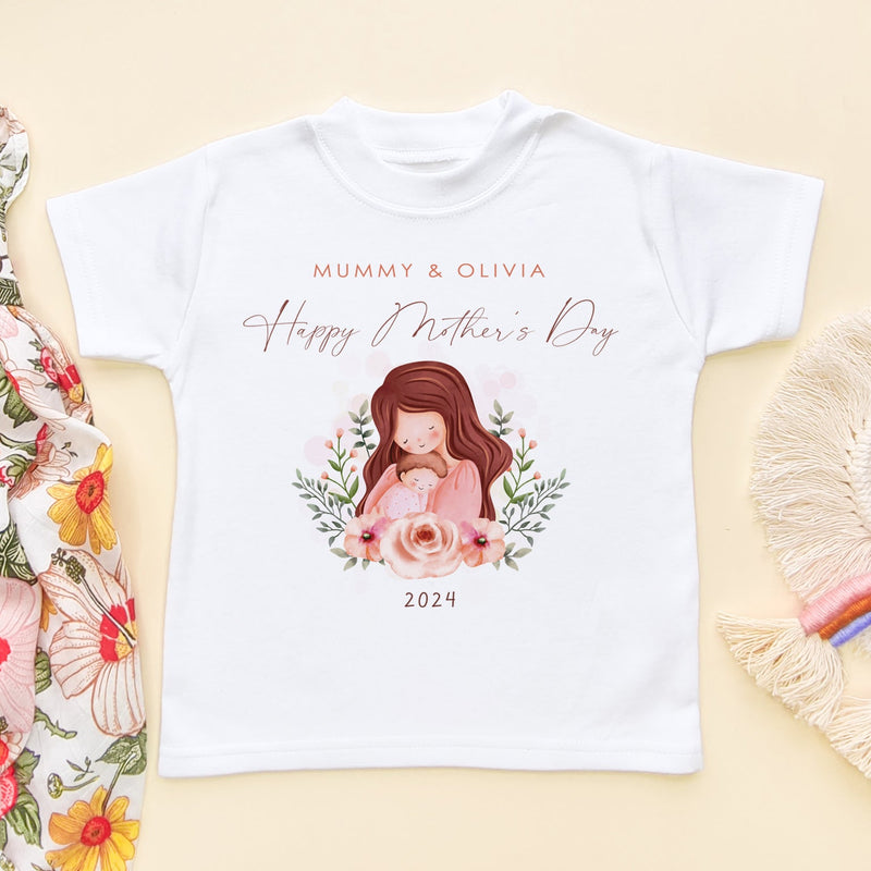 Mother And Baby Personalised Happy Mother's Day 2024 T Shirt - Little Lili Store (8114661163288)