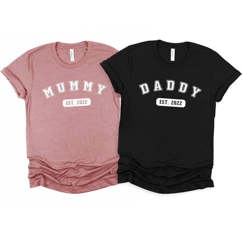 Mummy & Daddy EST Personalised T-Shirts Set - Little Lili Store (6598166642760)