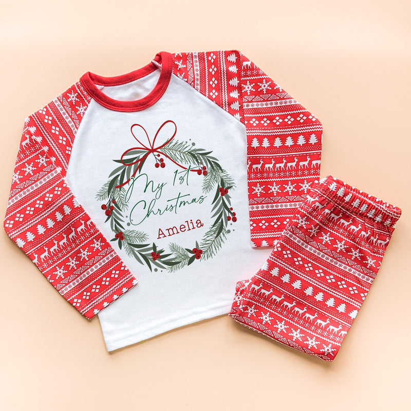 My 1st Christmas Wreath Personalised Pyjamas Set - Little Lili Store (8754461573400)