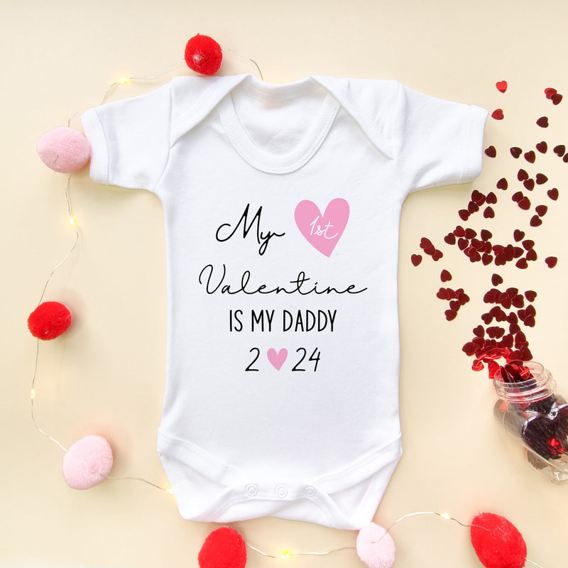 My 1st Valentine is my Daddy 2023 Baby Bodysuit - Little Lili Store (8088021467416)