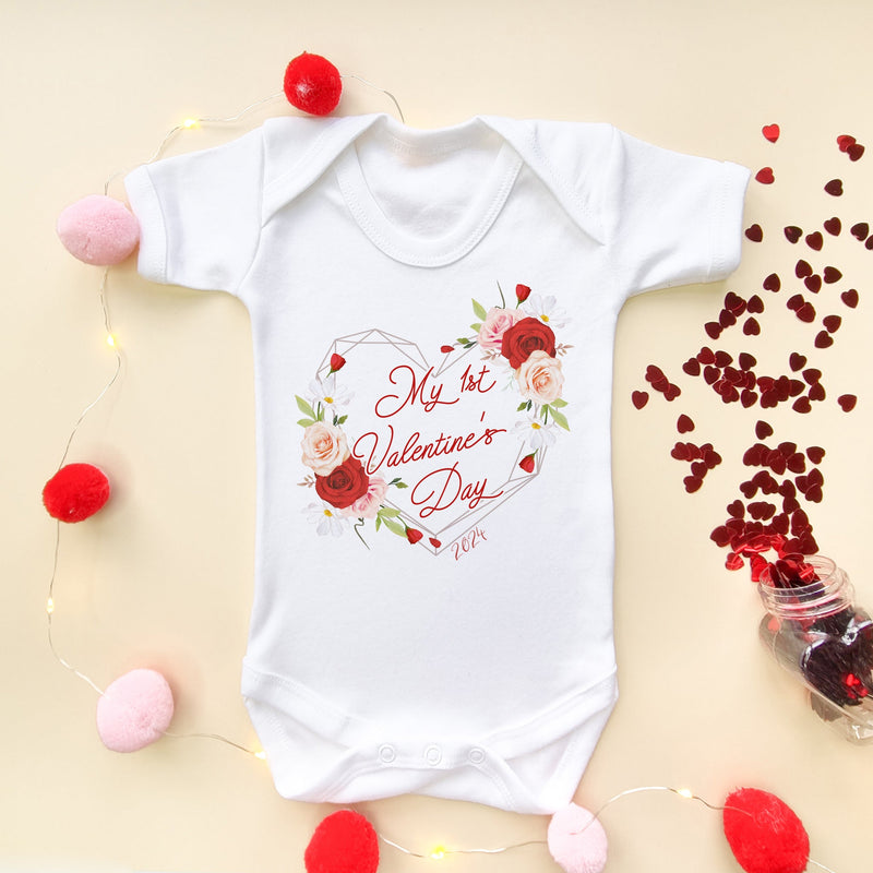 My 1st Valentine's Day Heart Baby Bodysuit - Little Lili Store (6605043990600)