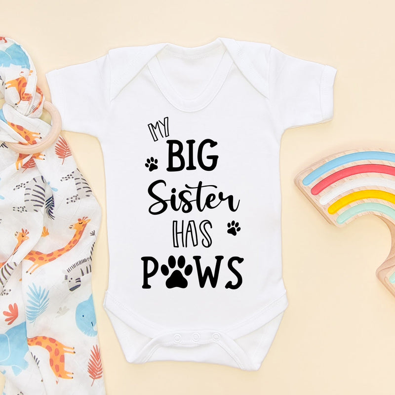 My Big Sister Has Paws Funny Baby Bodysuit - Little Lili Store (6609759469640)