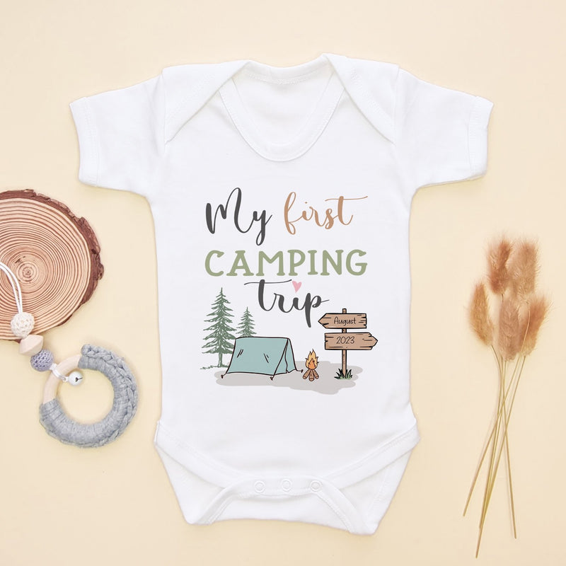 My First Camping Trip Custom Date Baby Bodysuit - Little Lili Store (8290375500056)