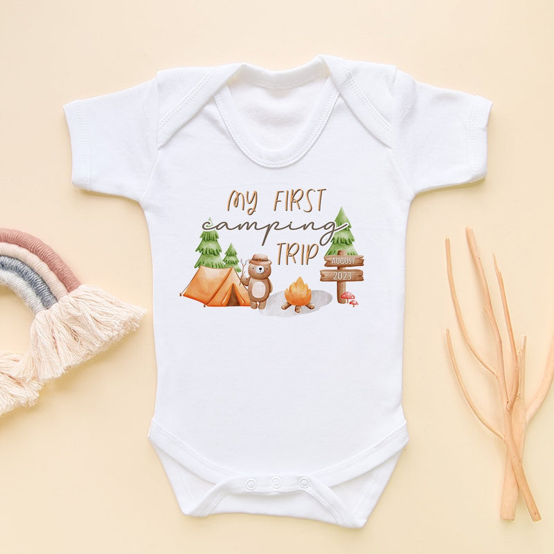 My First Camping Trip Personalised Baby Bodysuit - Little Lili Store (8290310324504)
