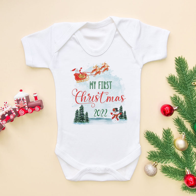 My First Christmas 2022 Cute Baby Bodysuit - Little Lili Store (6590721425480)