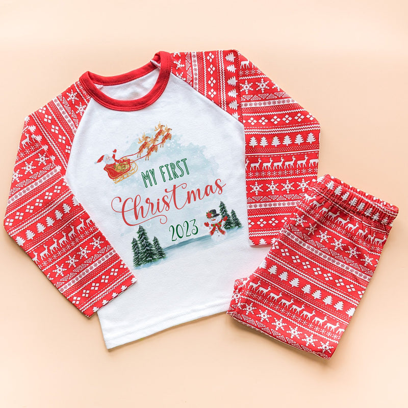 My First Christmas 2023 Personalised Toddler & Kids Pyjamas Set - Little Lili Store (8754470748440)