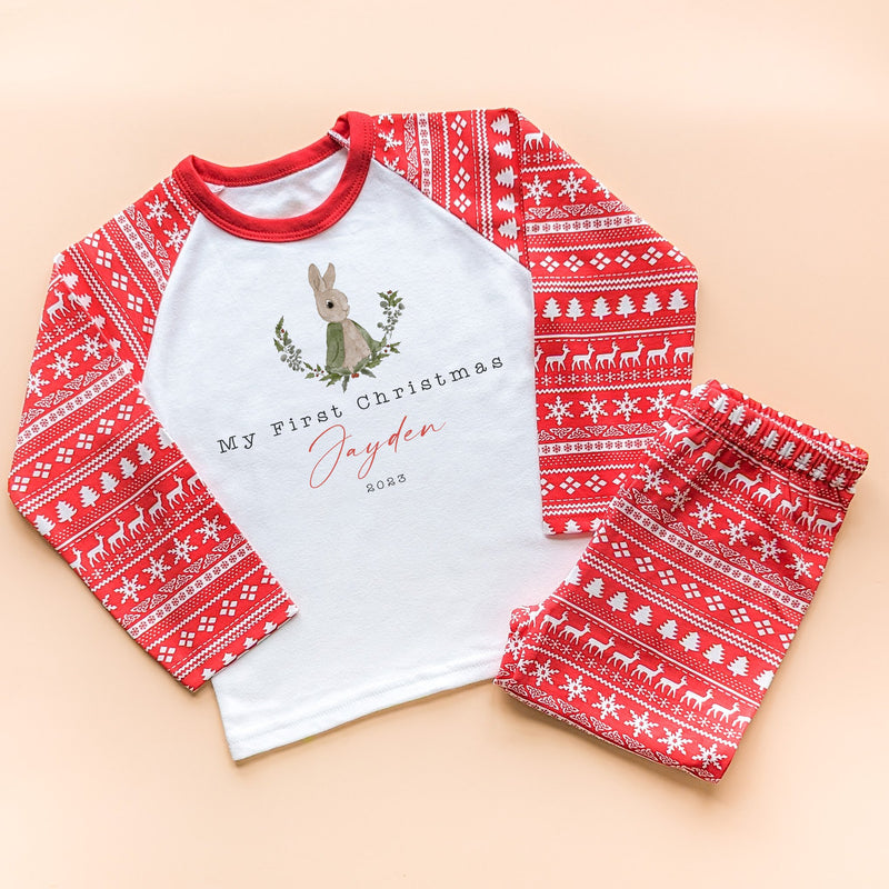 My First Christmas Peter Rabbit Inspired Personalised Toddler & Kids Pyjamas Set - Little Lili Store (8754543001880)