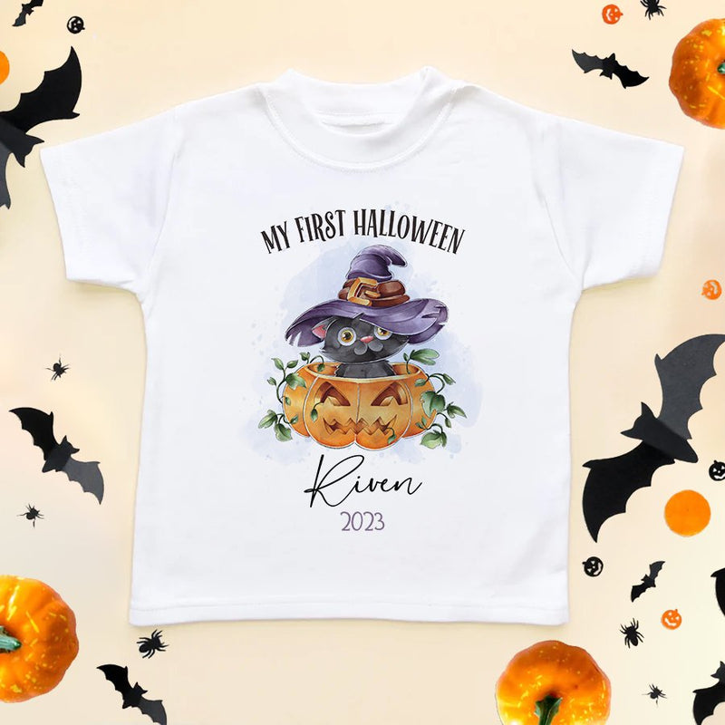My First Halloween Kitten Personalised Toddler & Kids T Shirt - Little Lili Store (6578134548552)