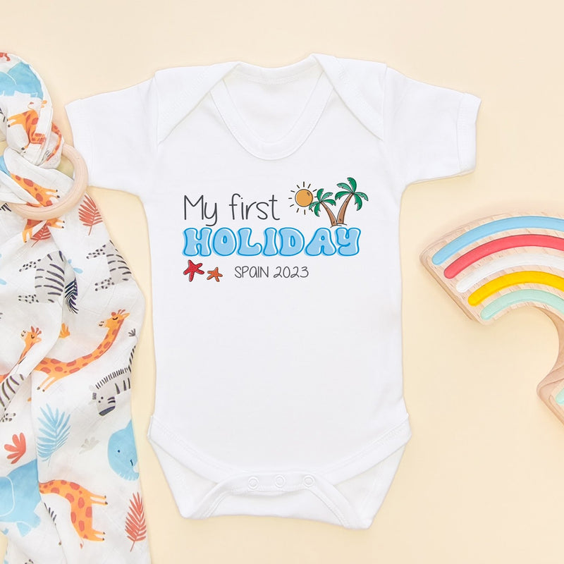 My First Holiday Personalised Baby Bodysuit - Little Lili Store (8290400731416)