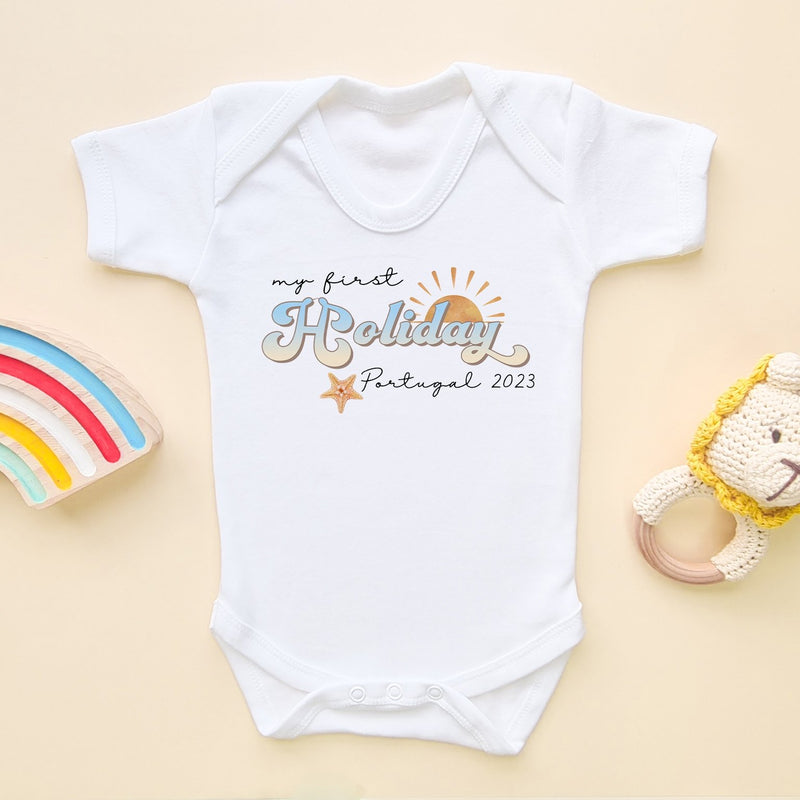 My First Holiday Retro Personalised Baby Bodysuit - Little Lili Store (8290280866072)