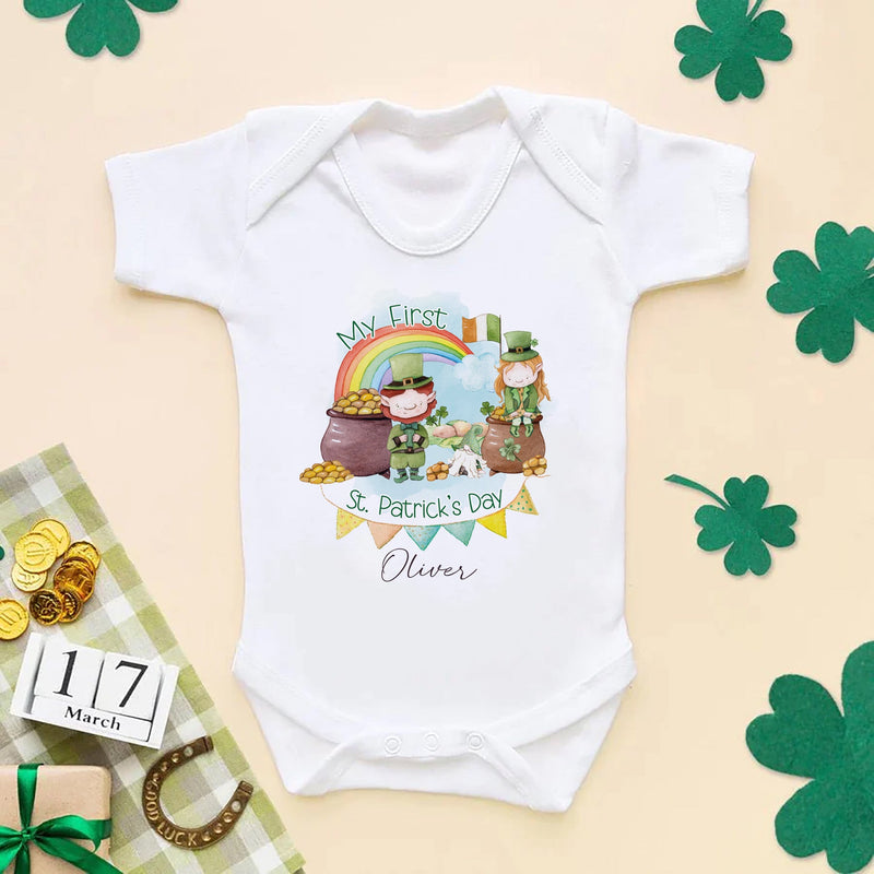My First St Patrick's Day Leprechauns Personalised Baby Bodysuit - Little Lili Store (8145197170968)