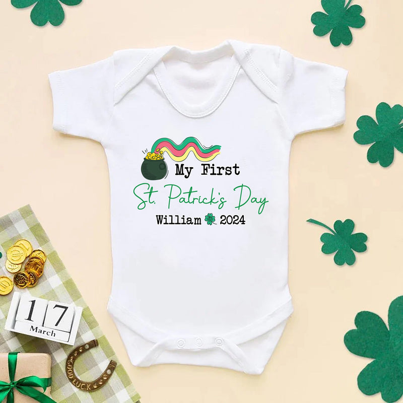 My First St Patrick's Day Rainbow Personalised Baby Bodysuit - Little Lili Store (8145198055704)