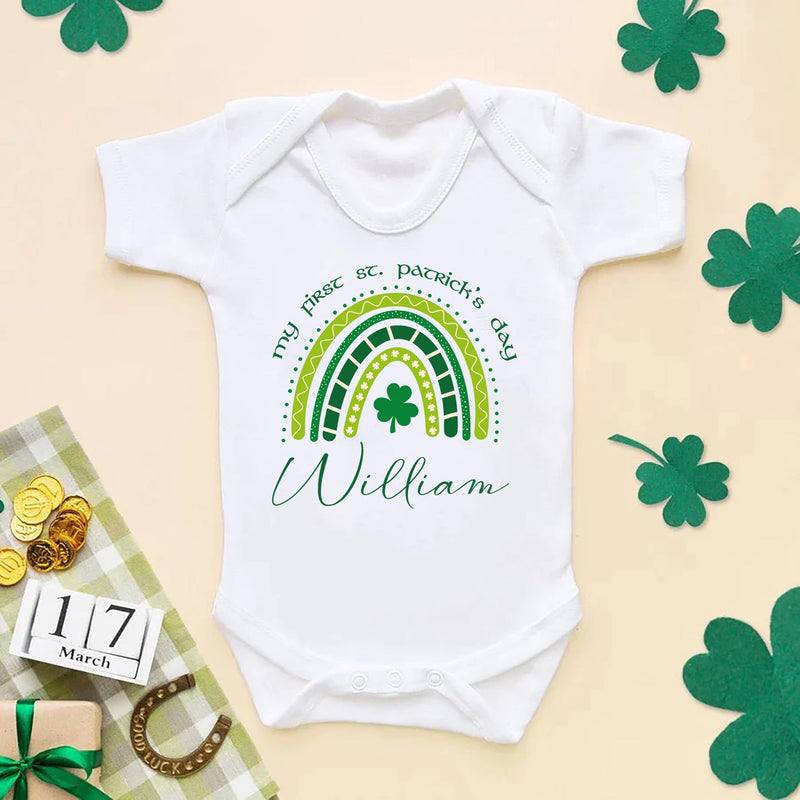 My First St Patrick's Day Rainbow Personalised Baby Bodysuit - Little Lili Store (6609574625352)
