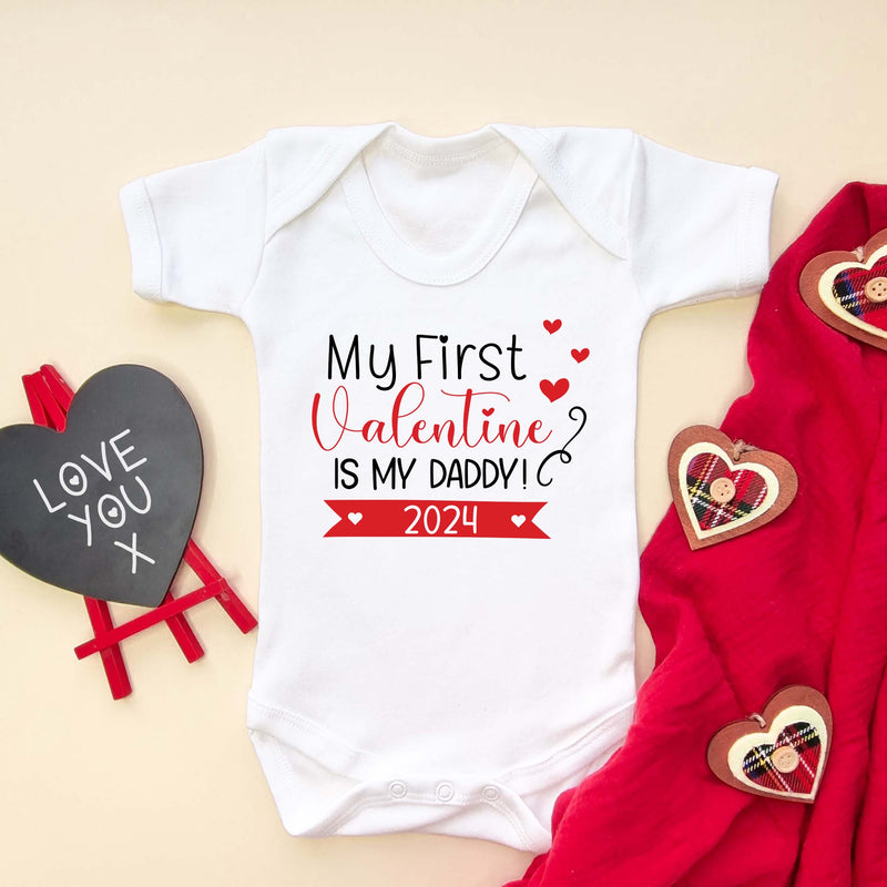 My First Valentine Is My Daddy Baby Bodysuit - Little Lili Store (5869974290504)