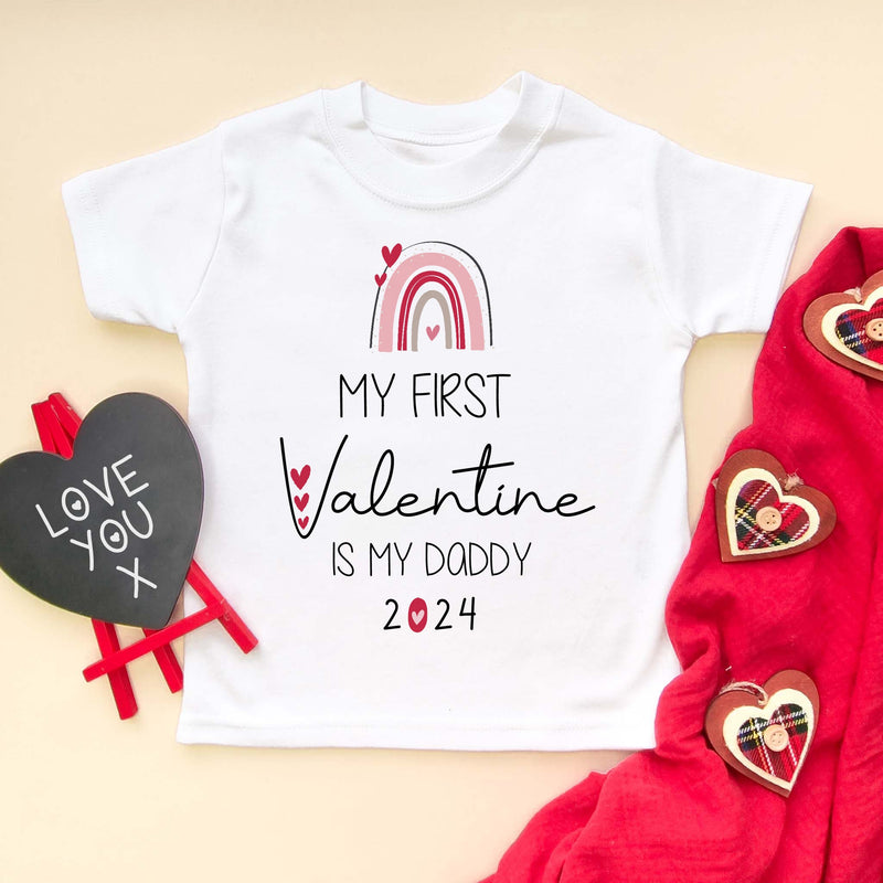 My First Valentine Is My Daddy Rainbow T Shirt - Little Lili Store (8088051745048)