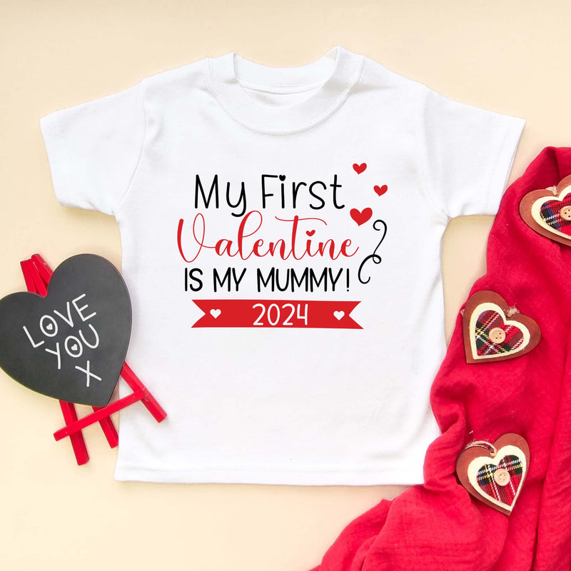 My First Valentine Is My Mummy T Shirt - Little Lili Store (5872313237576)
