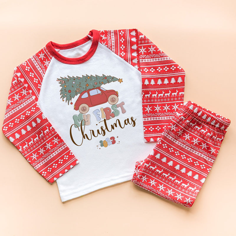 My Frist Christmas Retro Toddler & Kids Pyjamas Set - Little Lili Store (8754475532568)
