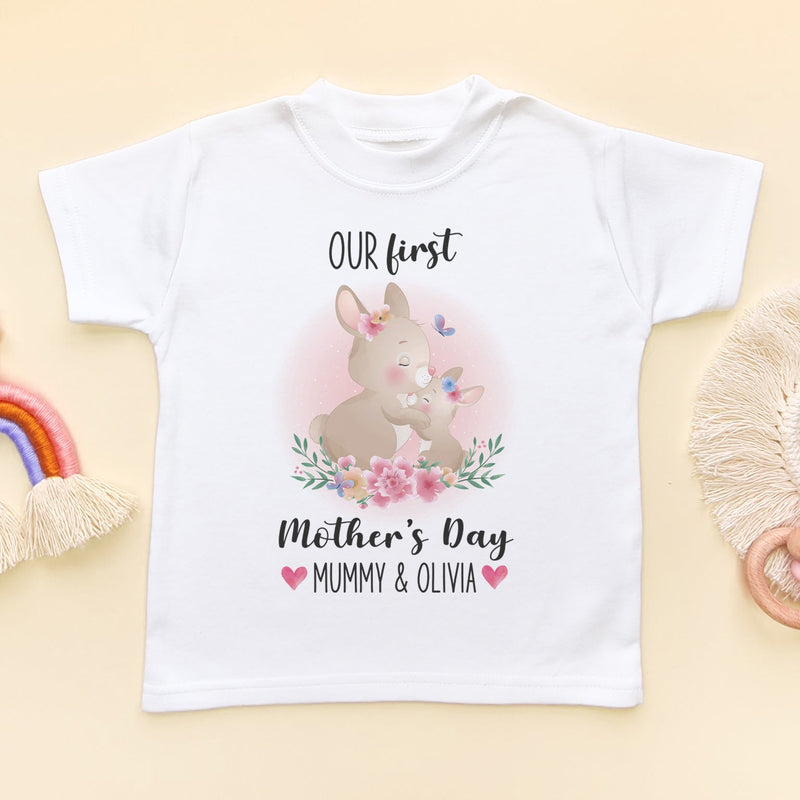 Our First Mother's Day Cute Bunnies Personalised T Shirt - Little Lili Store (6607272050760)
