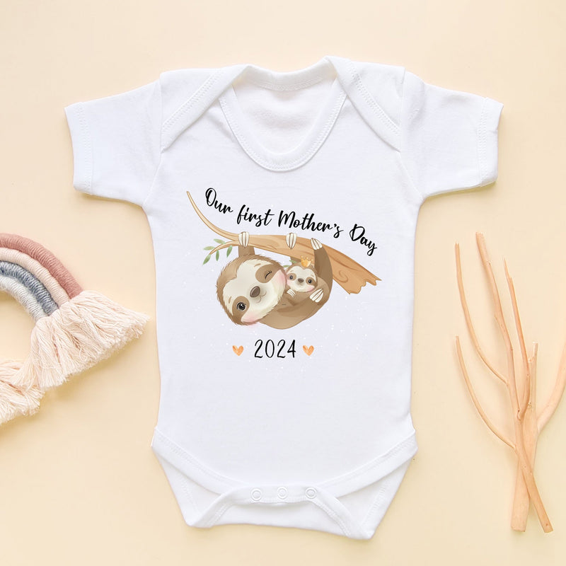 Our First Mother's Day Cute Sloths Baby Bodysuit - Little Lili Store (5878841016392)