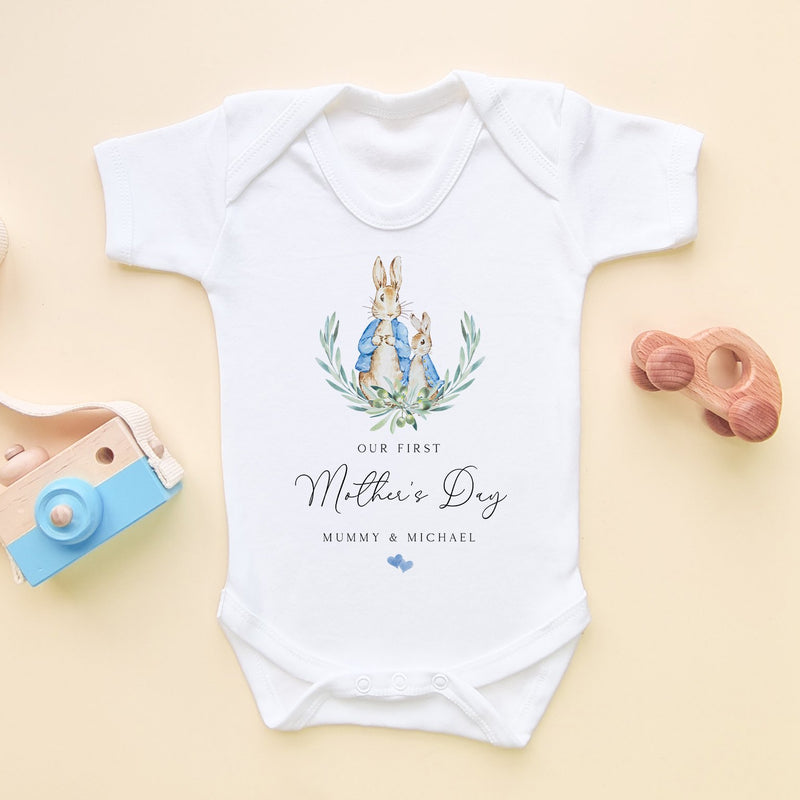 Our First Mother's Day Peter Rabbit Inspired Boy Personalised Baby Bodysuit - Little Lili Store (8902902448408)