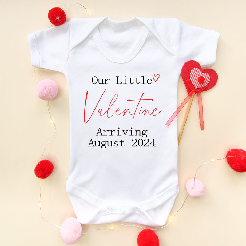 Our Little Valentine Arriving Custom Date Baby Bodysuit - Little Lili Store (5869974945864)