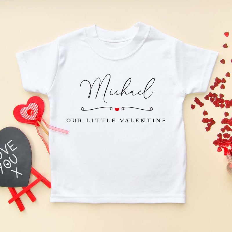 Our Little Valentine Custom Name Toddler & Kids T Shirt - Little Lili Store (8896102465816)
