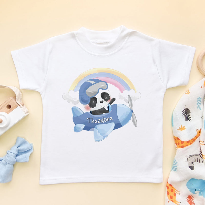 Panda Pilot Personalised Toddler T Shirt - Little Lili Store (6610167005256)