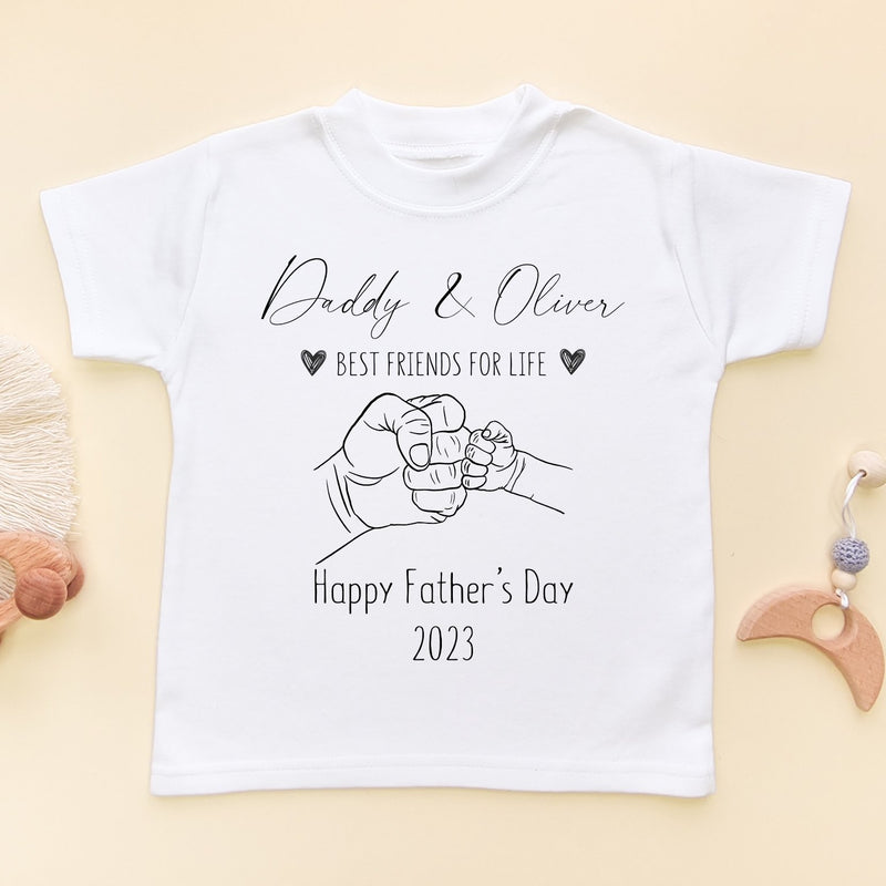 Personalised Best Friends For Life Happy Father's Day 2023 Toddler & Kids T Shirt - Little Lili Store (8205075546392)