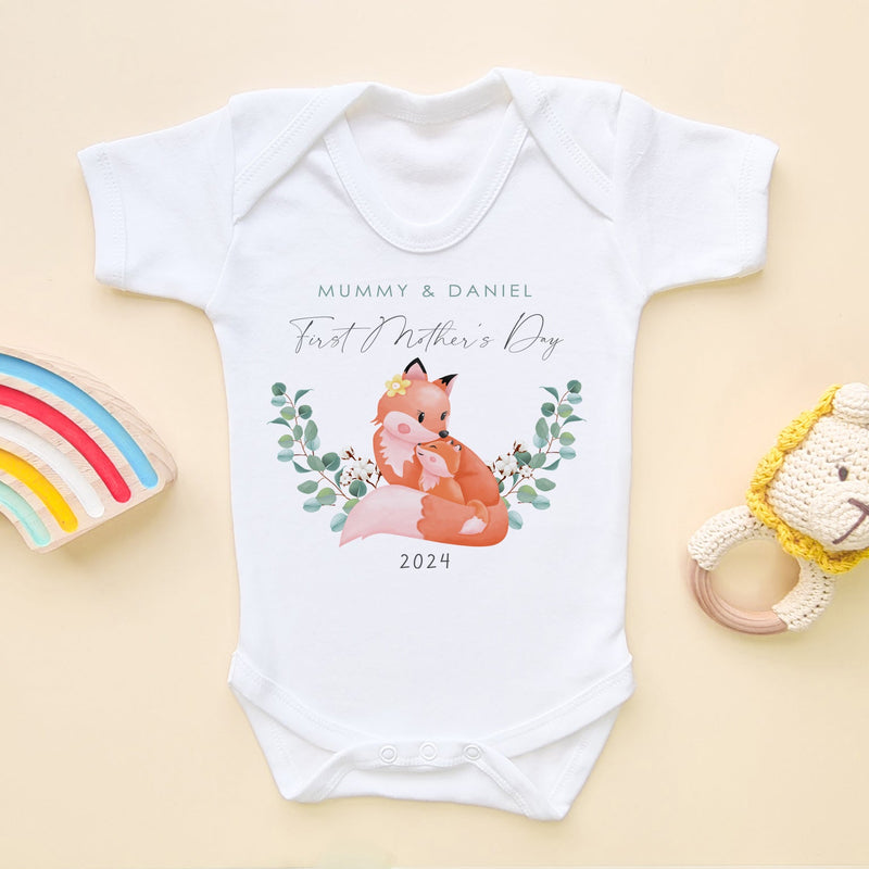 Personalised Fox First Mother's Day Baby Bodysuit - Little Lili Store (8114655428888)