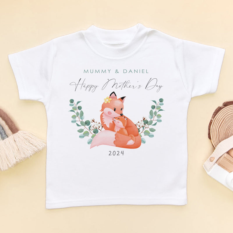 Personalised Fox Happy Mother's Day 2024 T Shirt - Little Lili Store (8114658410776)