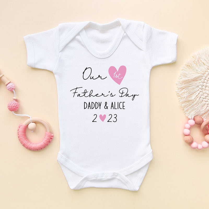 Personalised (Girl) Our 1st Father's Day Baby Bodysuit - Little Lili Store (8204337316120)