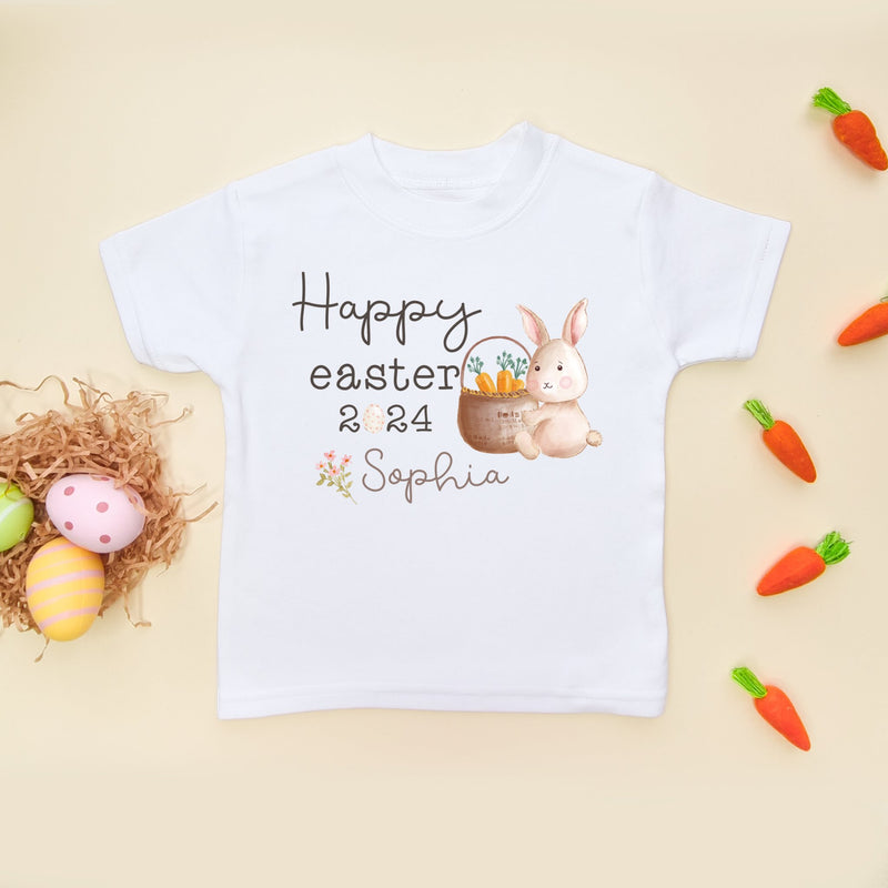 Personalised Happy Easter Boho Bunny 2024 Toddler T Shirt - Little Lili Store (8147602276632)