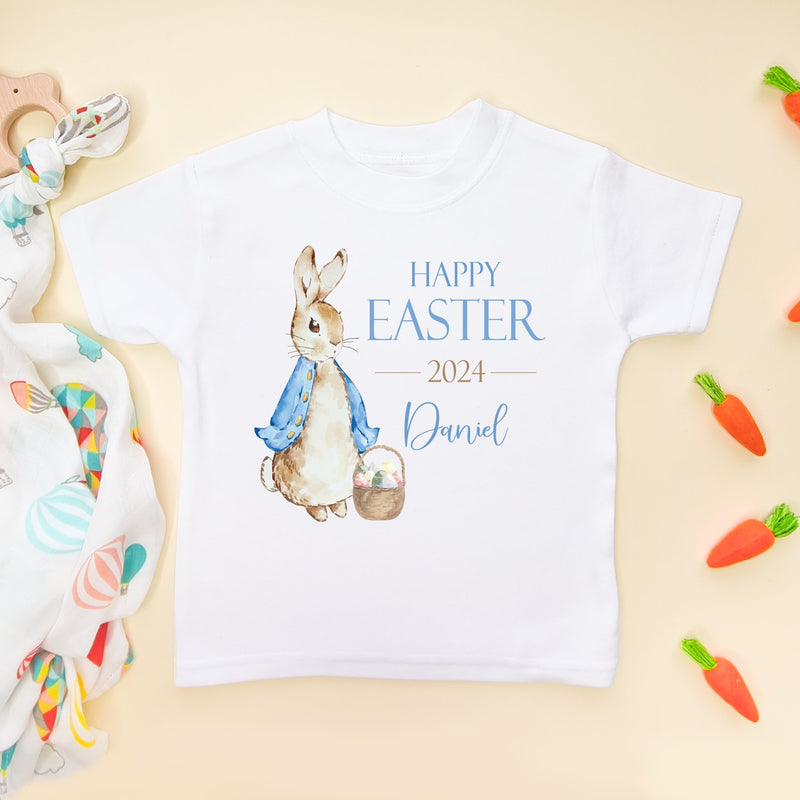 Personalised Happy Easter Boy Peter Rabbit Inspired Toddler T Shirt
