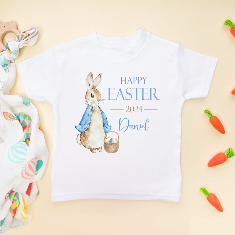 Personalised Happy Easter (Boy) Peter Rabbit Inspired Toddler T Shirt - Little Lili Store (8147611615512)