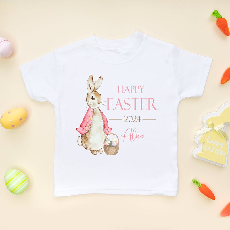 Personalised Happy Easter (Girl) Peter Rabbit Inspired Toddler T Shirt - Little Lili Store (8147613221144)