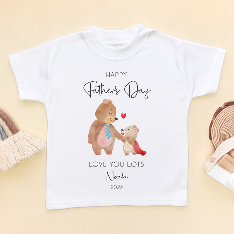 Personalised Happy Father's Day 2023 Cute Bears Toddler & Kids T Shirt - Little Lili Store (8205072990488)
